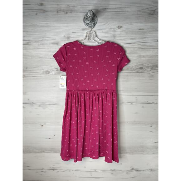 Jumping Beans Dress Girls 10 Pink Pretty Bows Short Sleeve Skater Ribbed - Picture 10 of 10